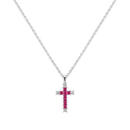 Přívěsok s rubínom a diamantmi Faithful Cross