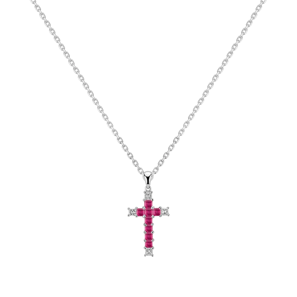 Přívěsok s rubínom a diamantmi Faithful Cross