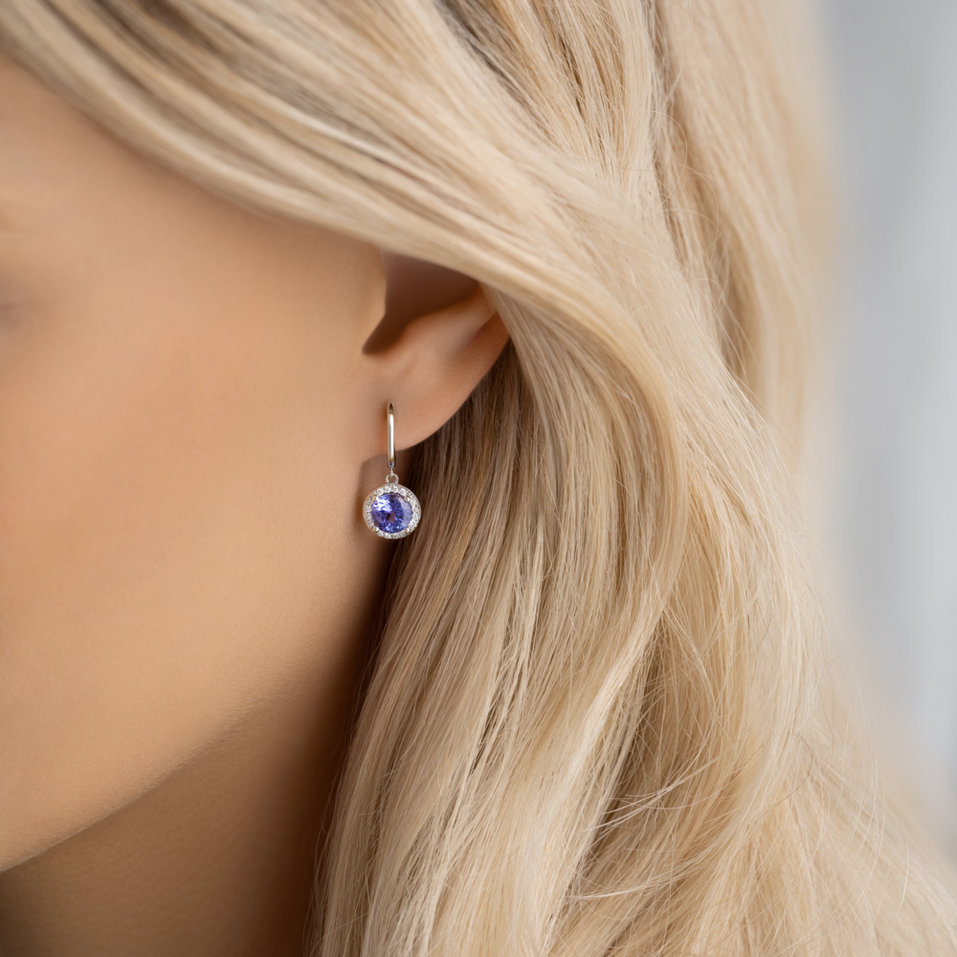 Náušnice s tanzanitom a diamantmi Lovely Diana