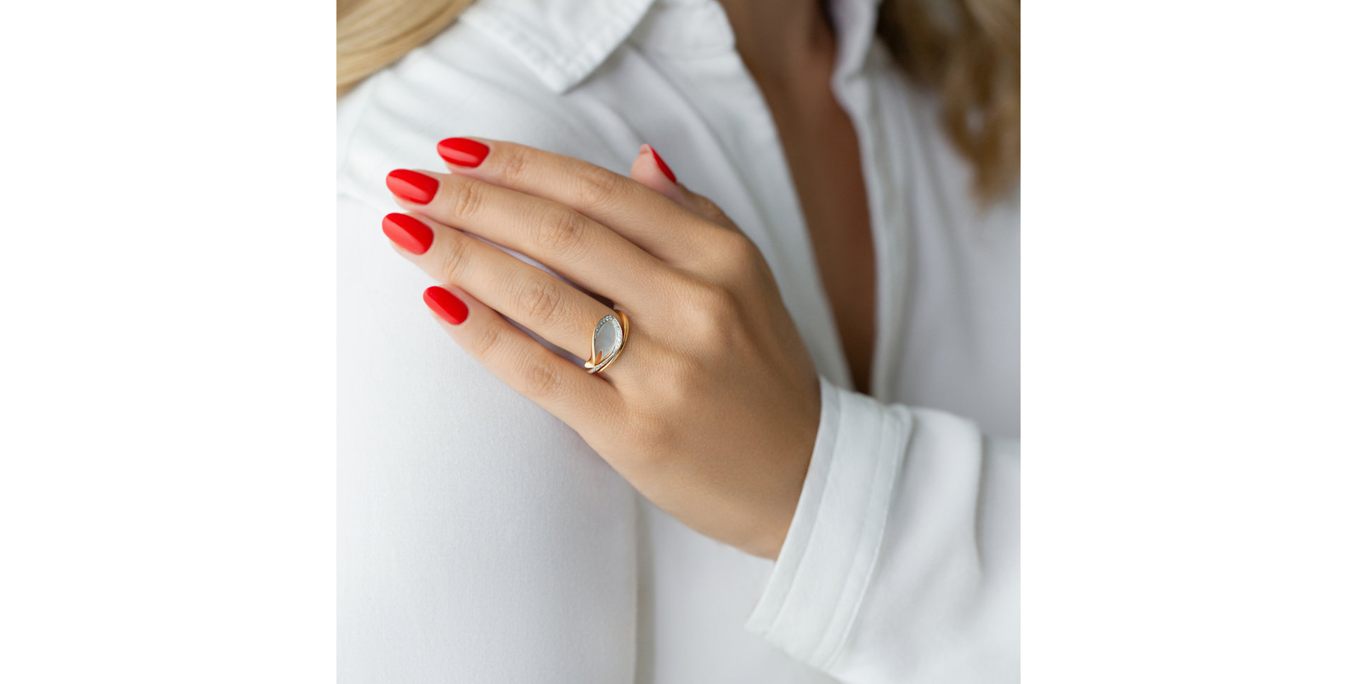 Prsteň s perleťou a diamantmi Pearl Memory