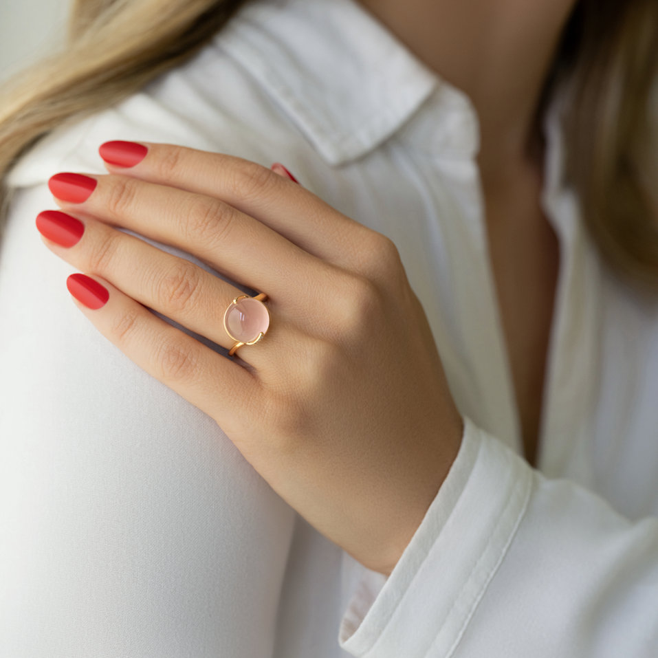 Prsteň s diamantmi a růženínom Always Kiss