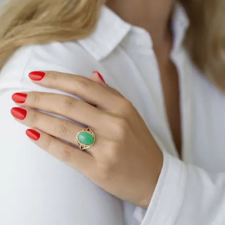 Prsteň s chalcedonom a diamantmi Posh Witchery