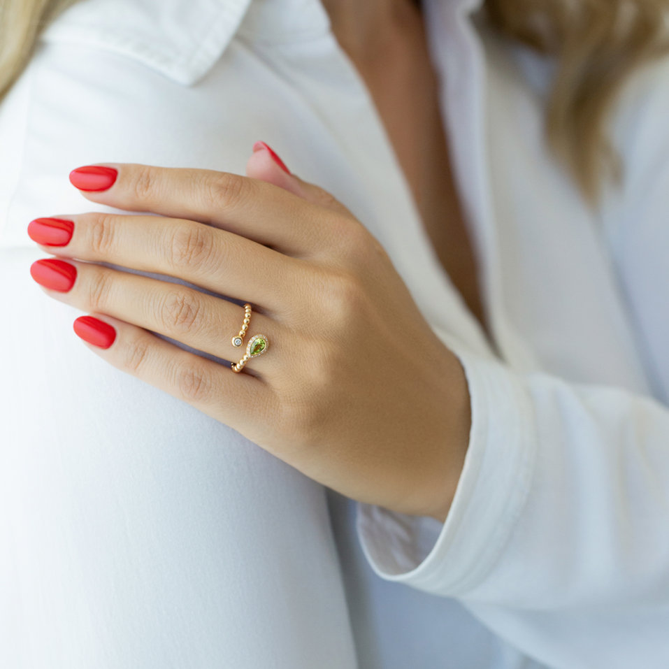 Prsteň s diamantmi a peridotom Stupéfiant