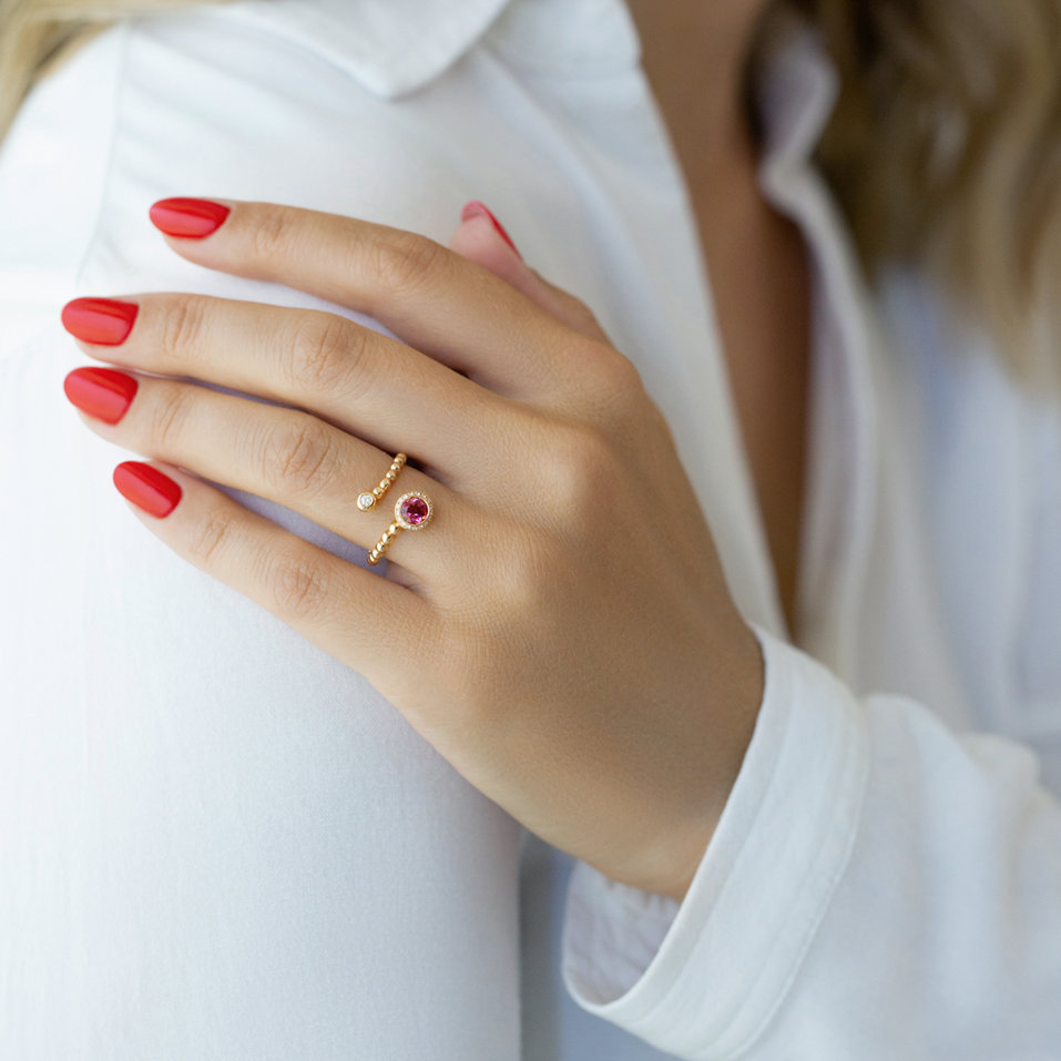 Prsteň s diamantmi a turmalínom Incroyable