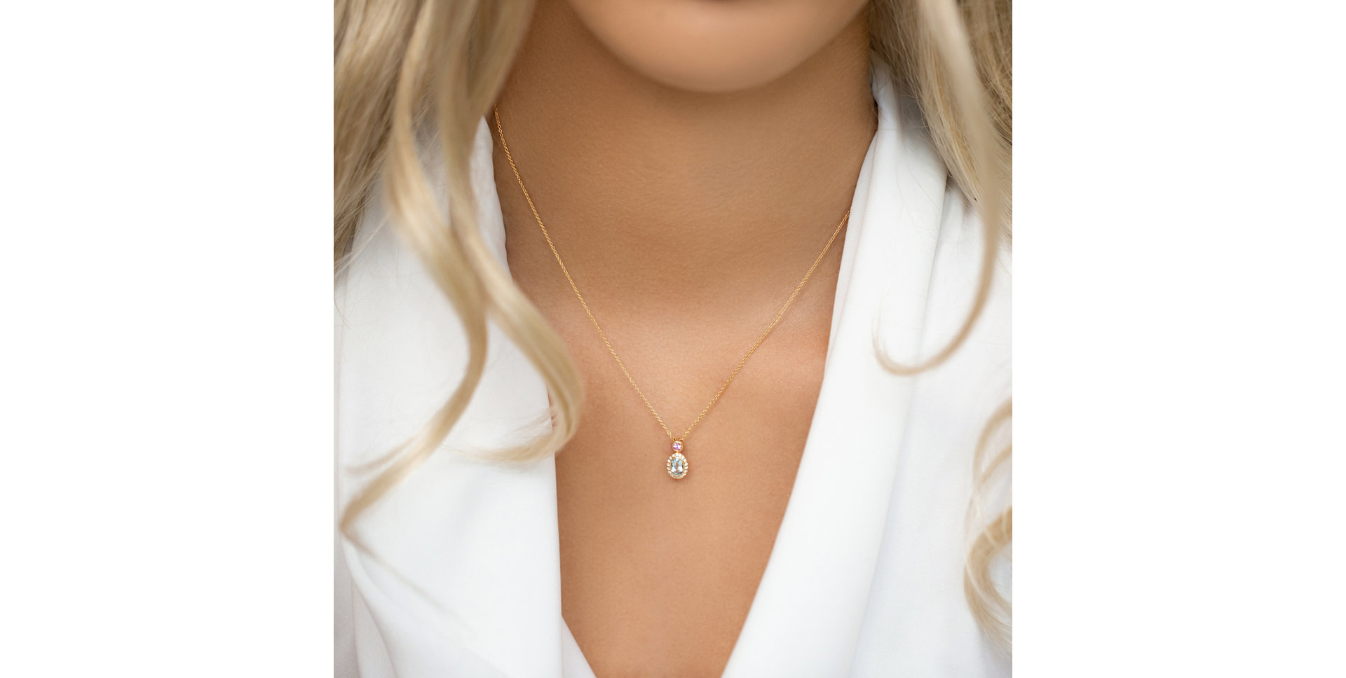 Náhrdelník s diamantmi, akvamarínom a zafírom Lèpre