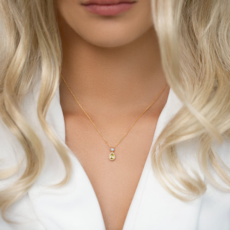 Náhrdelník s diamantmi, peridotom a zafírom Charme