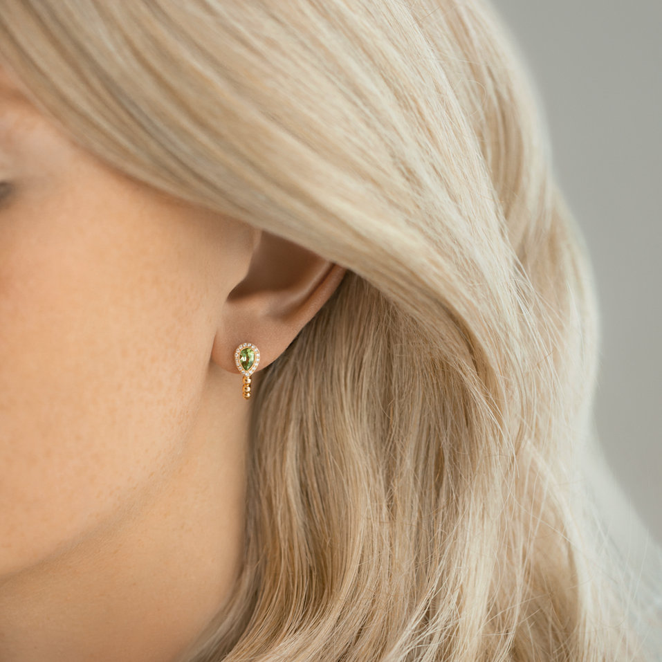 Náušnice s diamantmi a peridotom Offering