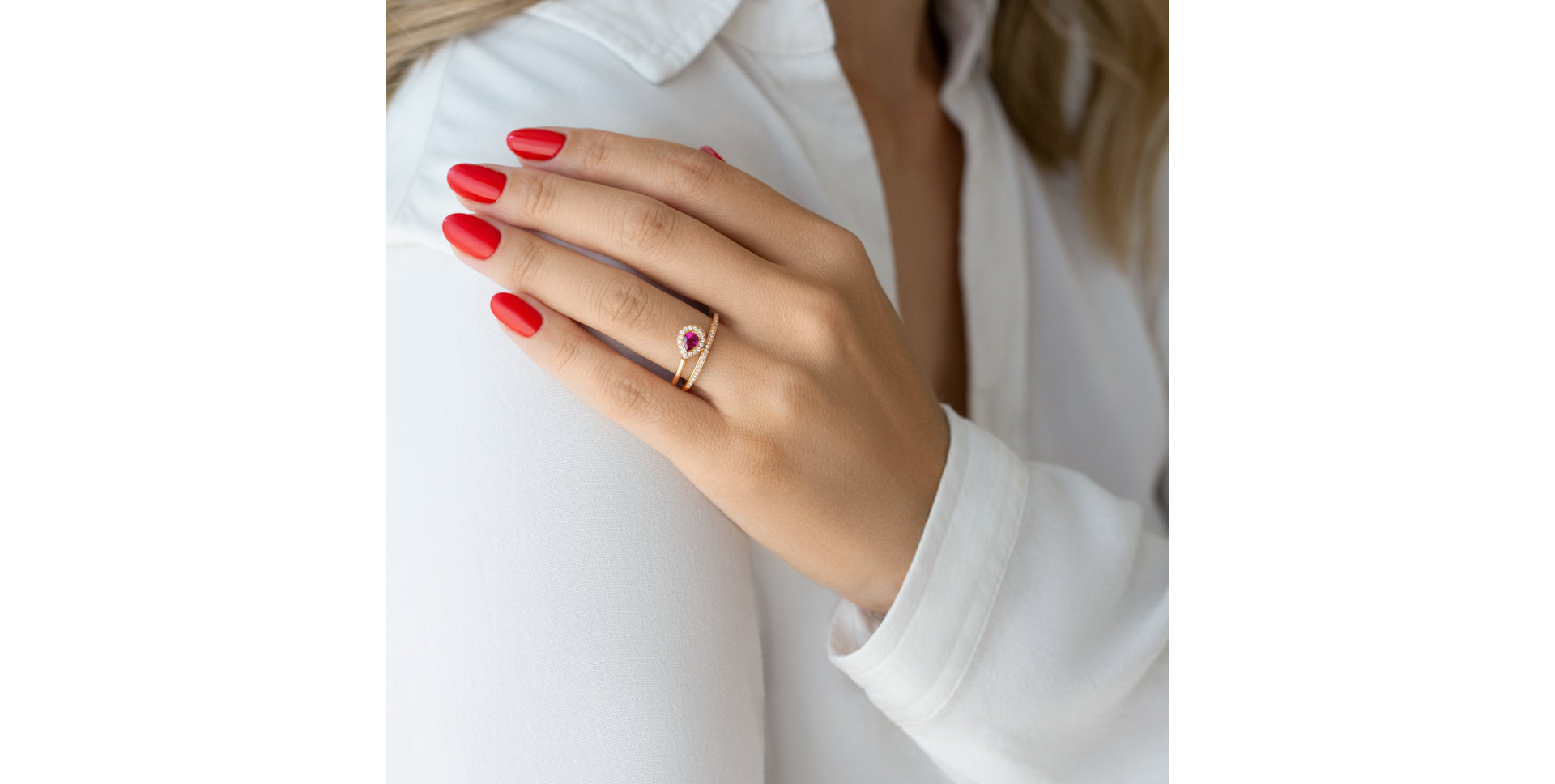 Prsteň s diamantmi a rubínom Perrette