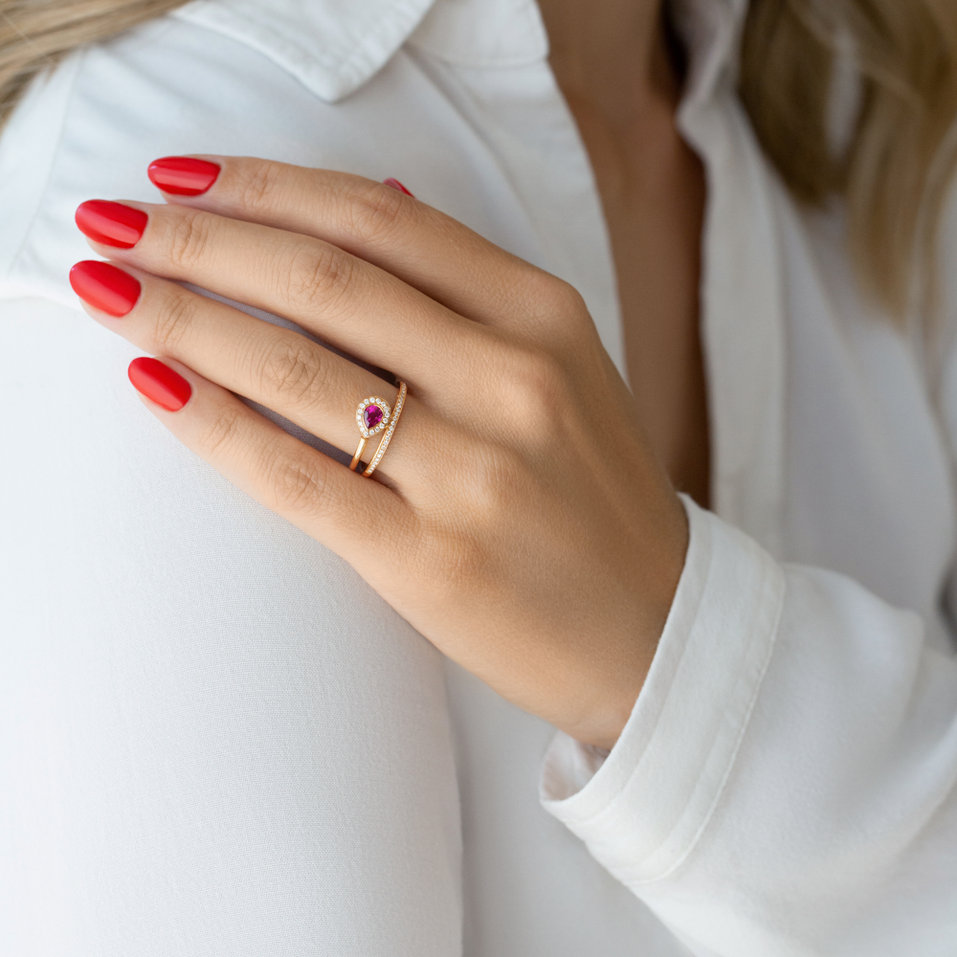 Prsteň s diamantmi a rubínom Perrette