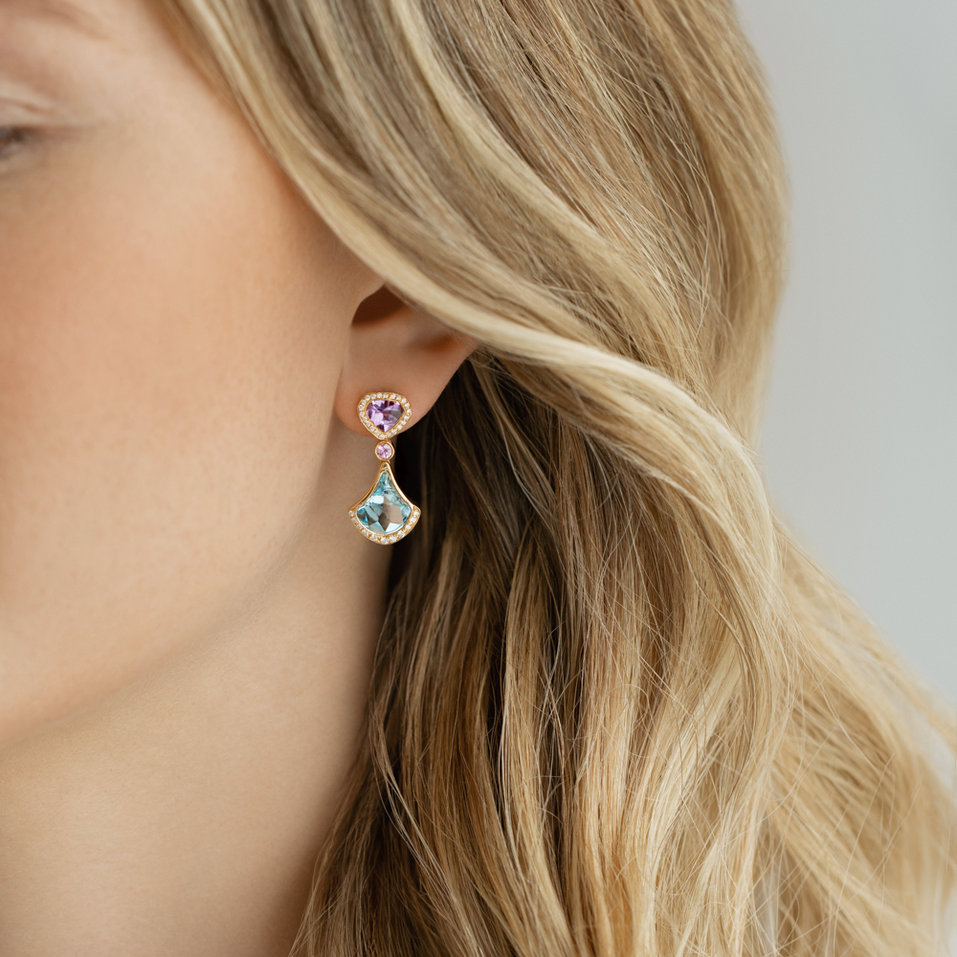 Náušnice s diamantmi a drahokamami Opulent Adornments