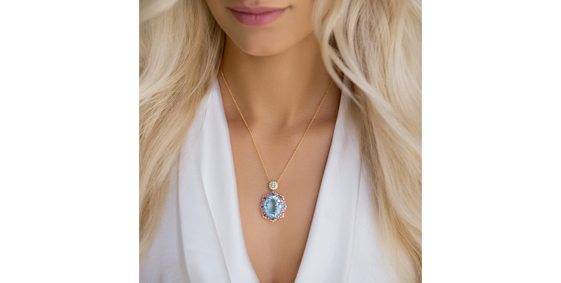 Náhrdelník s diamantmi a drahokamami Memories