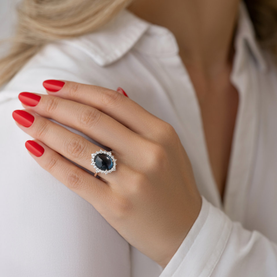 Prsteň s topásom a diamantmi Blue Hope