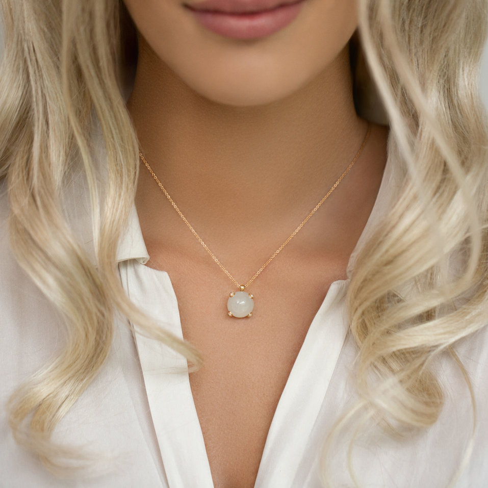 Náhrdelník s chalcedonom a diamantmi Royal Drop