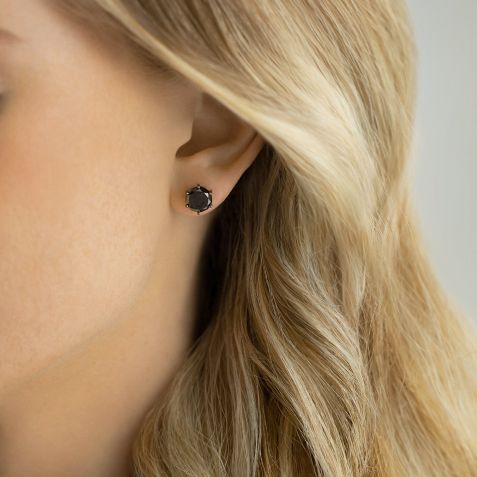 Náušnice s čiernym diamantom Vesper Romance