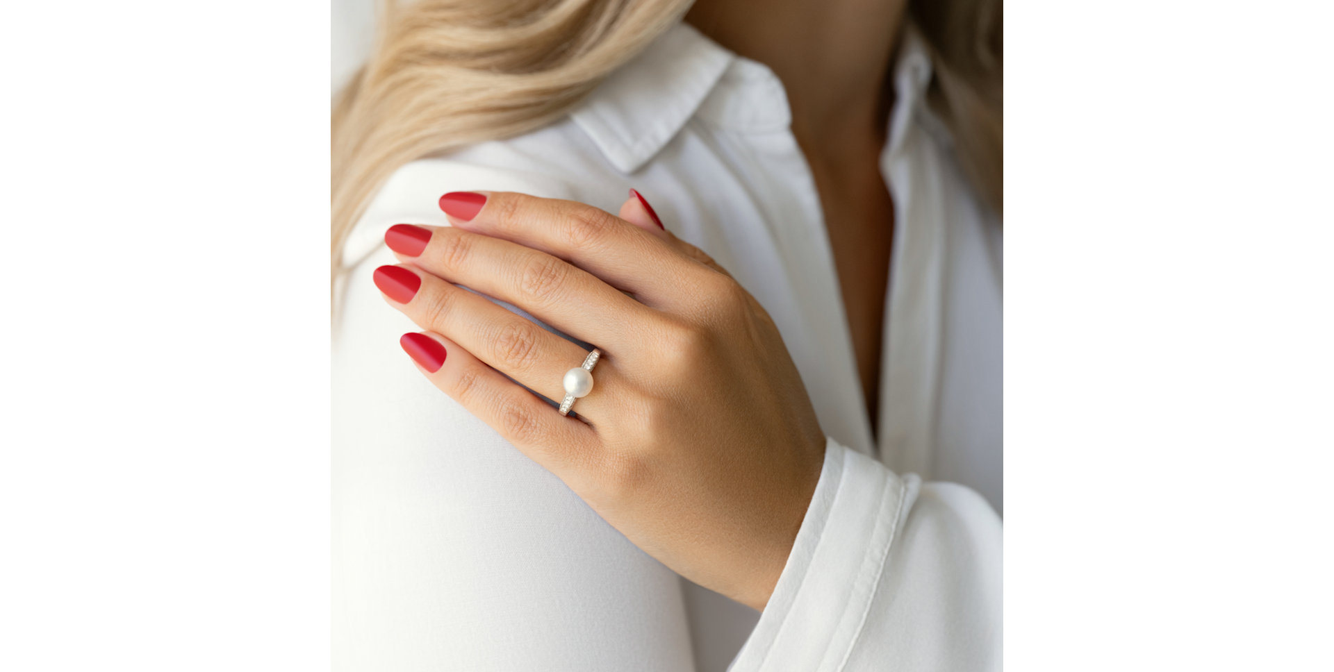 Prsteň s perlou a diamantmi Eldonis