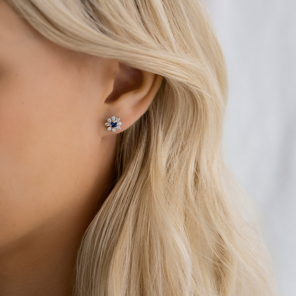 Náušnice s zafírom a diamantmi Frozen Sapphire