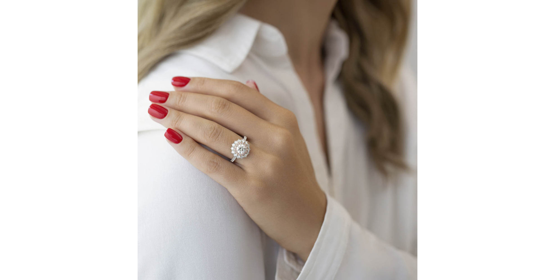 Prsteň s ružovými a bielymi diamantmi Princess