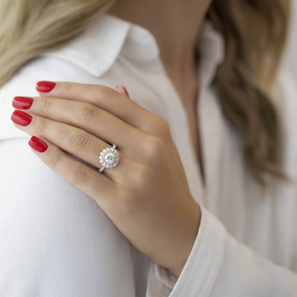 Prsteň s ružovými a bielymi diamantmi Princess