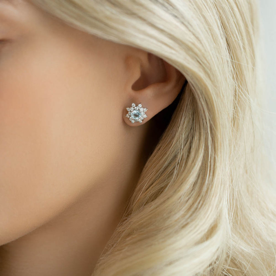 Náušnice s topásom a diamantmi Frozen Sky