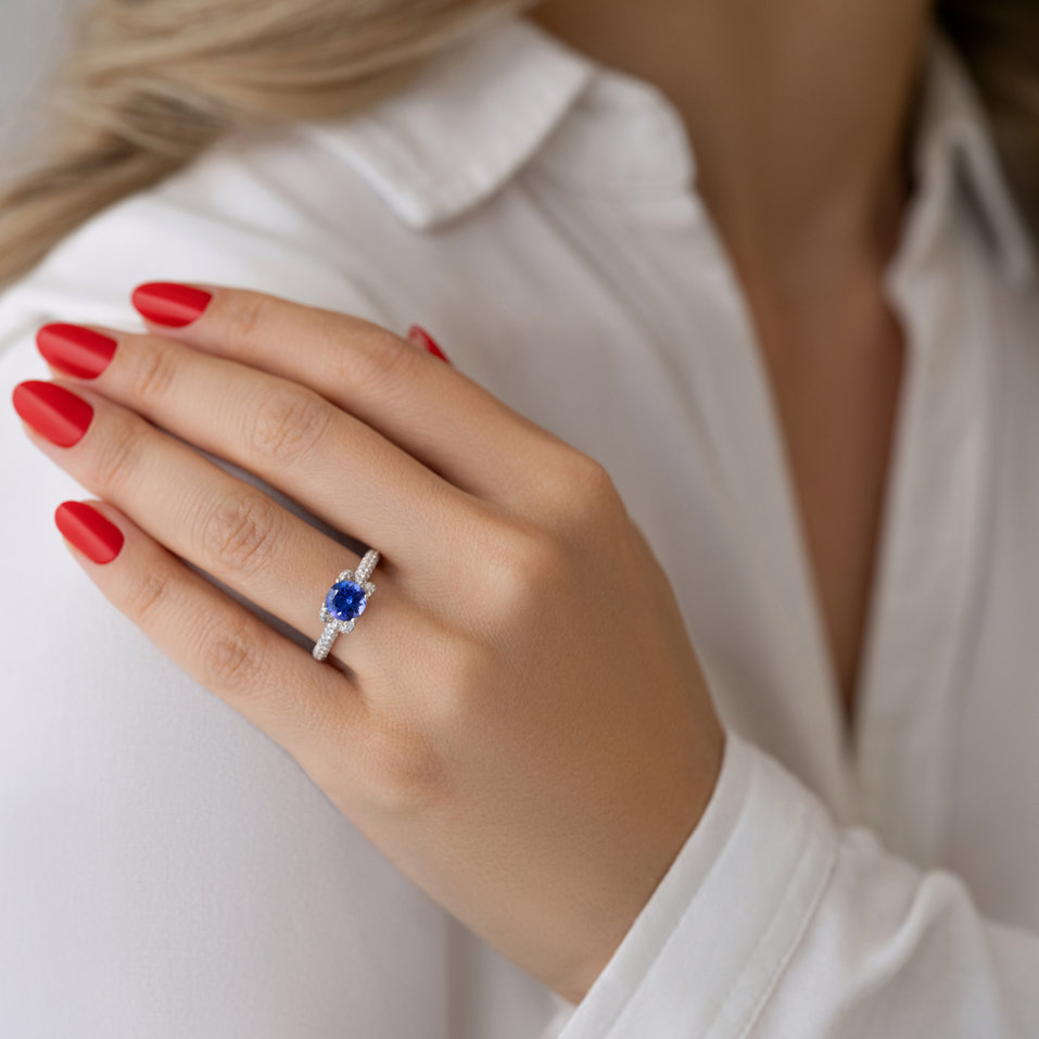 Prsteň s tanzanitom a diamantmi Countess Star