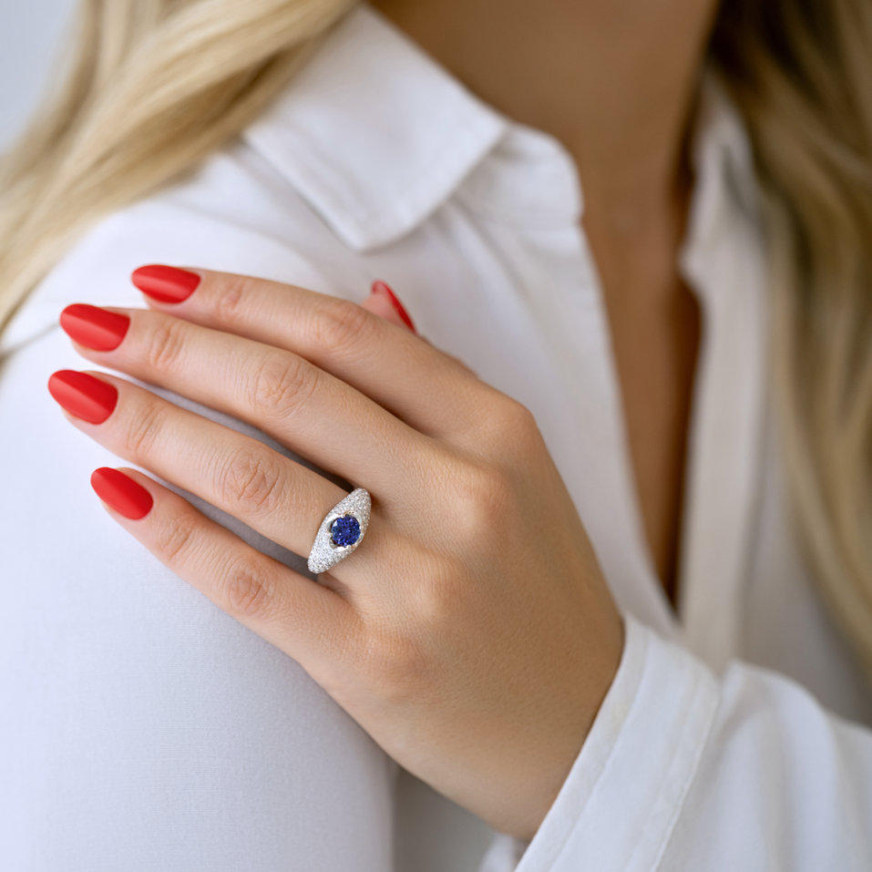 Prsteň s tanzanitom a diamantmi Fortune Brilliance