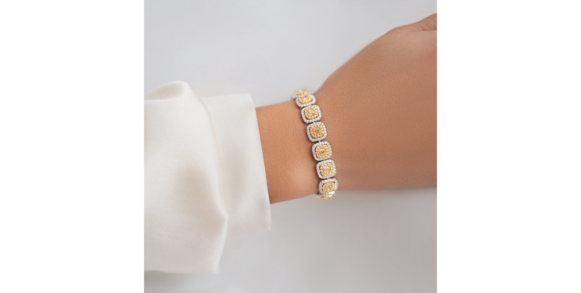 Náramok s žltými a bielymi diamantmi Frozen Sun