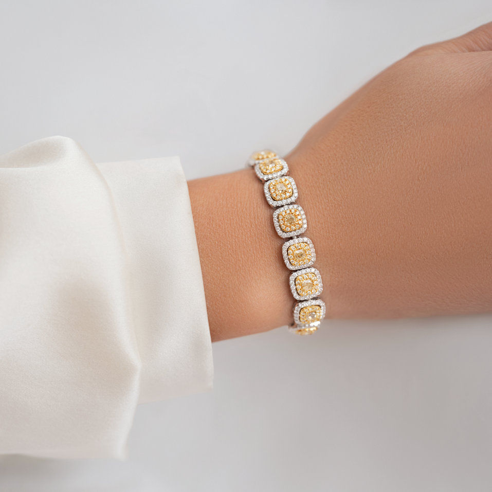 Náramok s žltými a bielymi diamantmi Frozen Sun