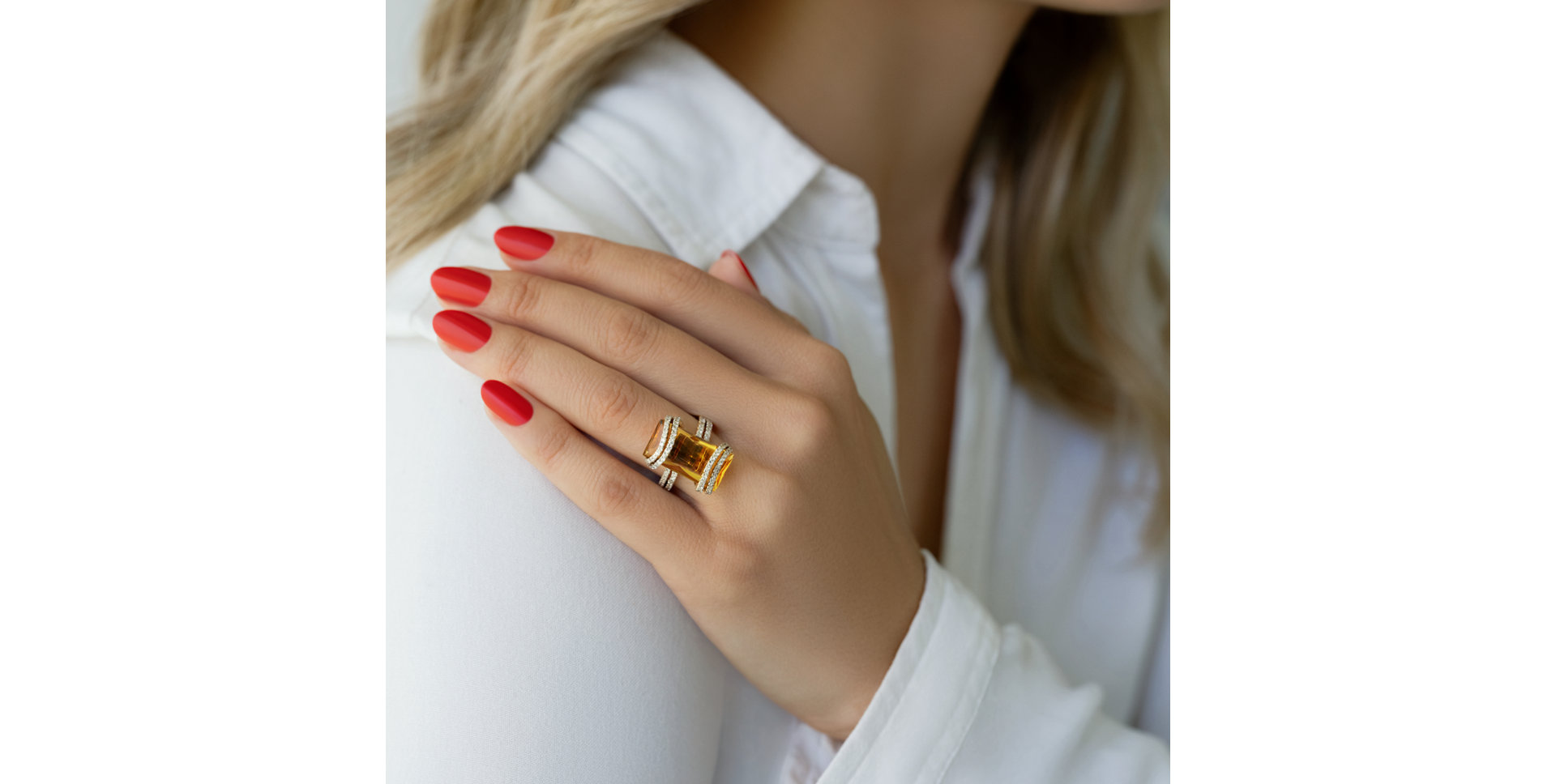 Prsteň s citrínom a diamantmi Sunny Treasure