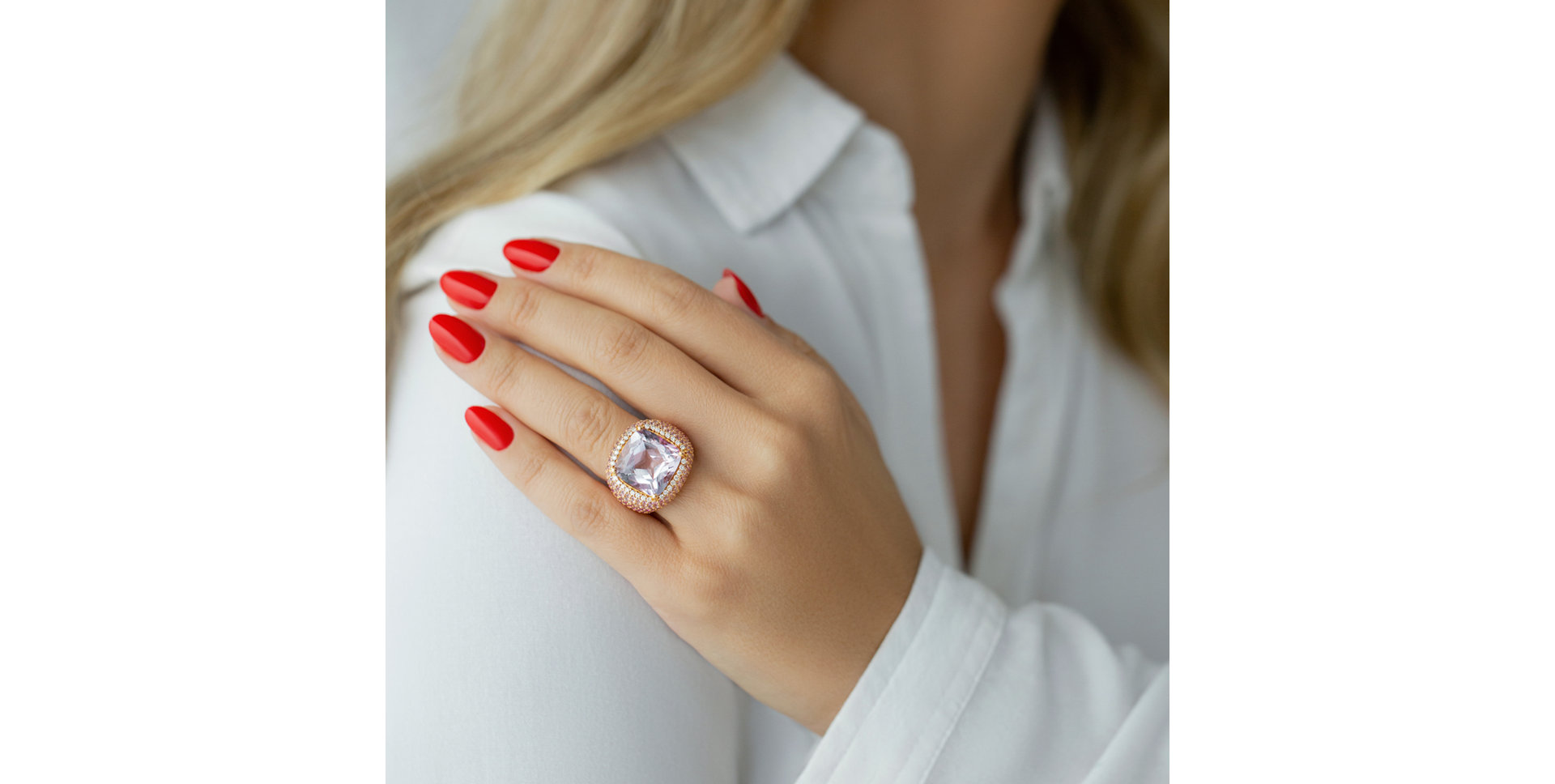 Prsteň s ametystom, diamantmi a zafírmi Sweet Sin