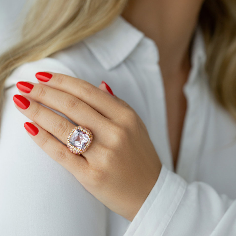 Prsteň s ametystom, diamantmi a zafírmi Sweet Sin