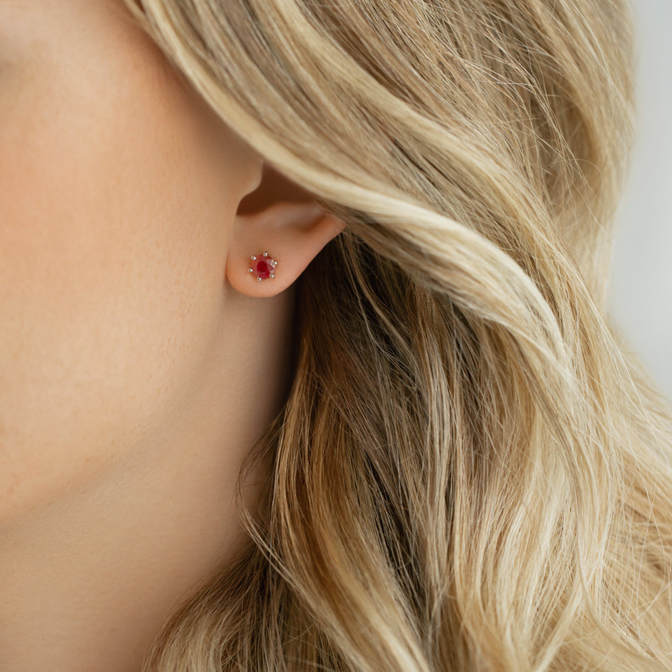 Náušnice 14kt žlté zlato s rubínom Vesper Romance