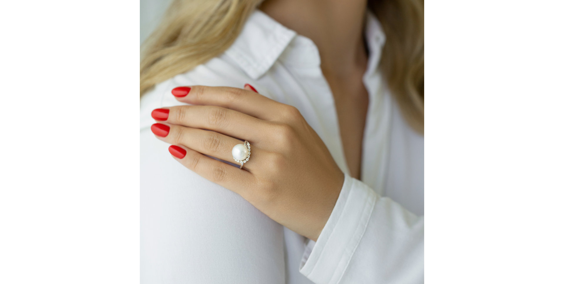 Prsteň s perlou a diamantmi Sea Etude