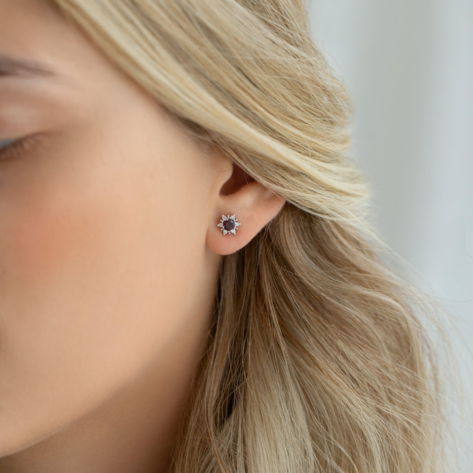 Náušnice s diamantmi a ametystom brazil Fancy Fairytale