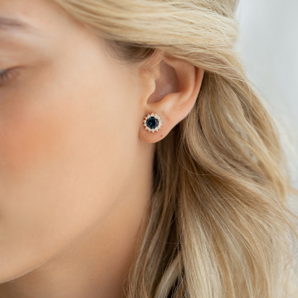 Náušnice s diamantmi a tanzanitom Lilac Flower