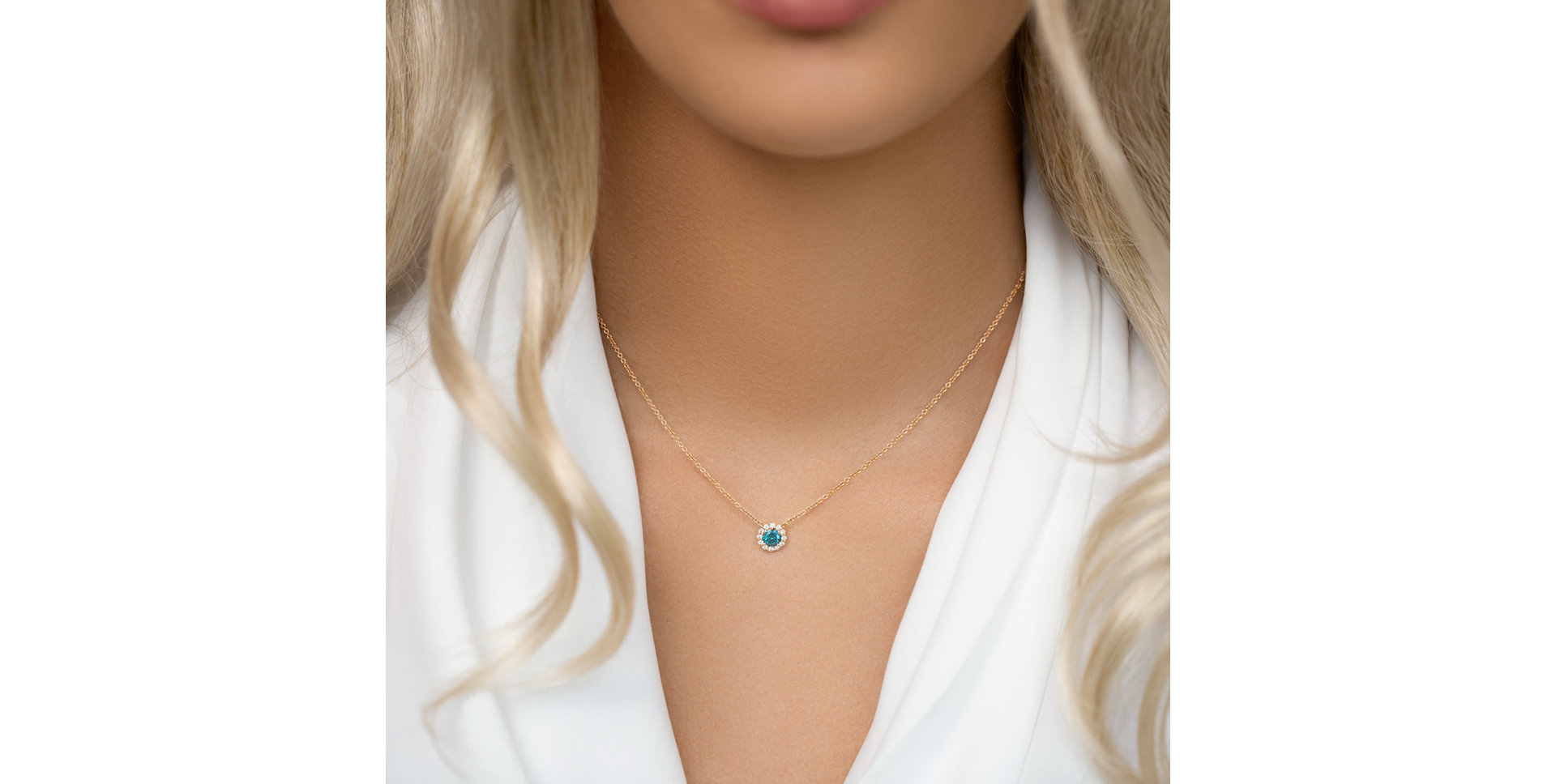 Náhrdelník s modrým diamantom a bielymi diamantmi Dream Sparkle