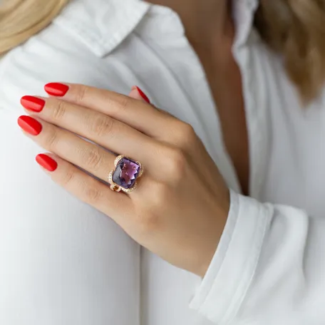 Prsteň s diamantmi, ametystom a zafírmi Special Amethyst