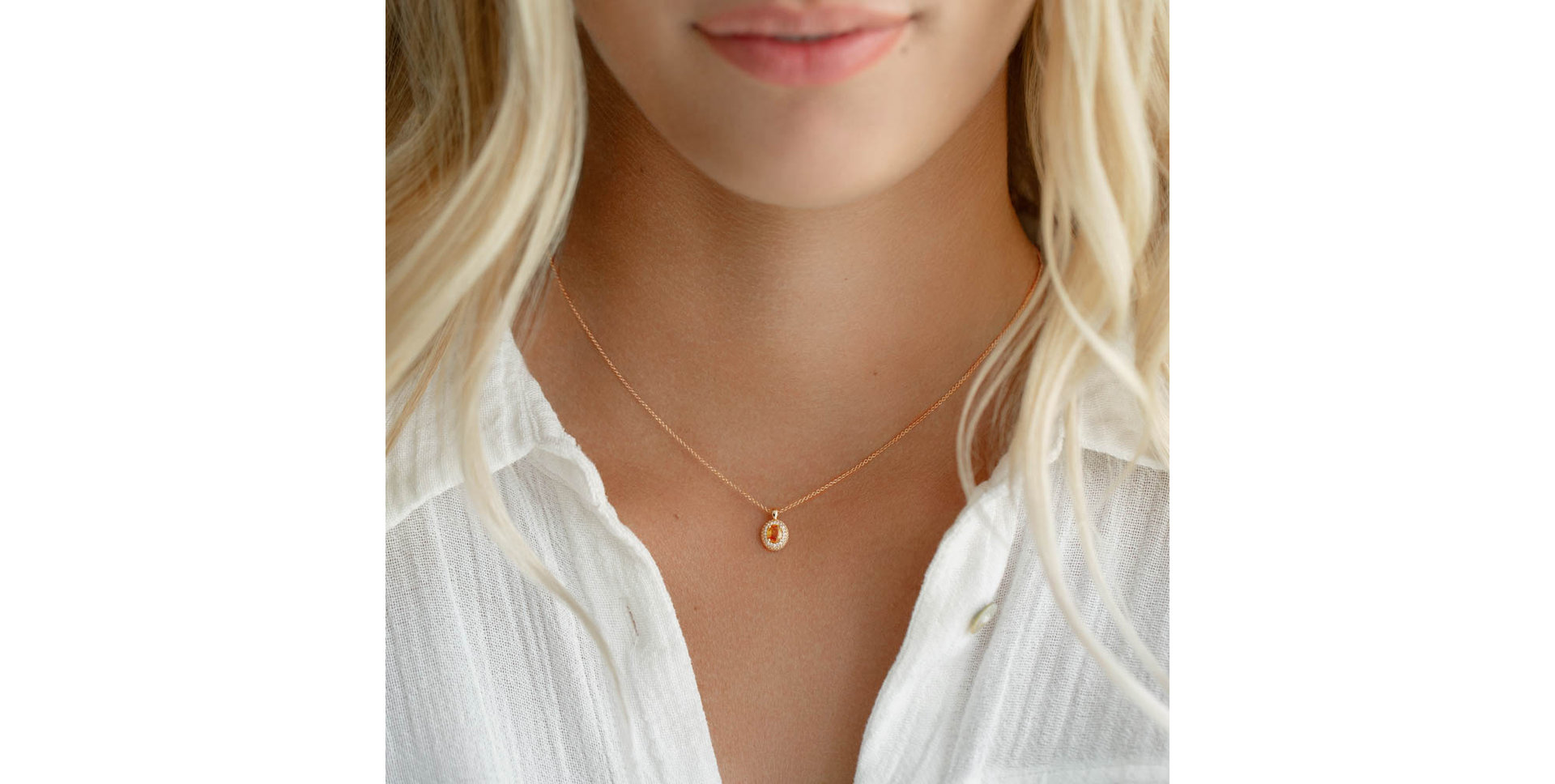 Náhrdelník s diamantmi a zafírom orange Princess