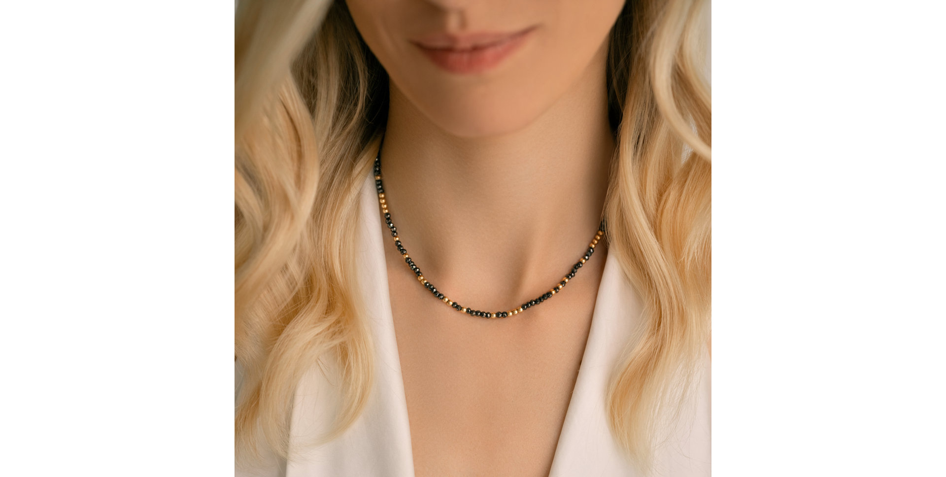 14kt ružové zlato s čiernymi diamantmi Night Chain