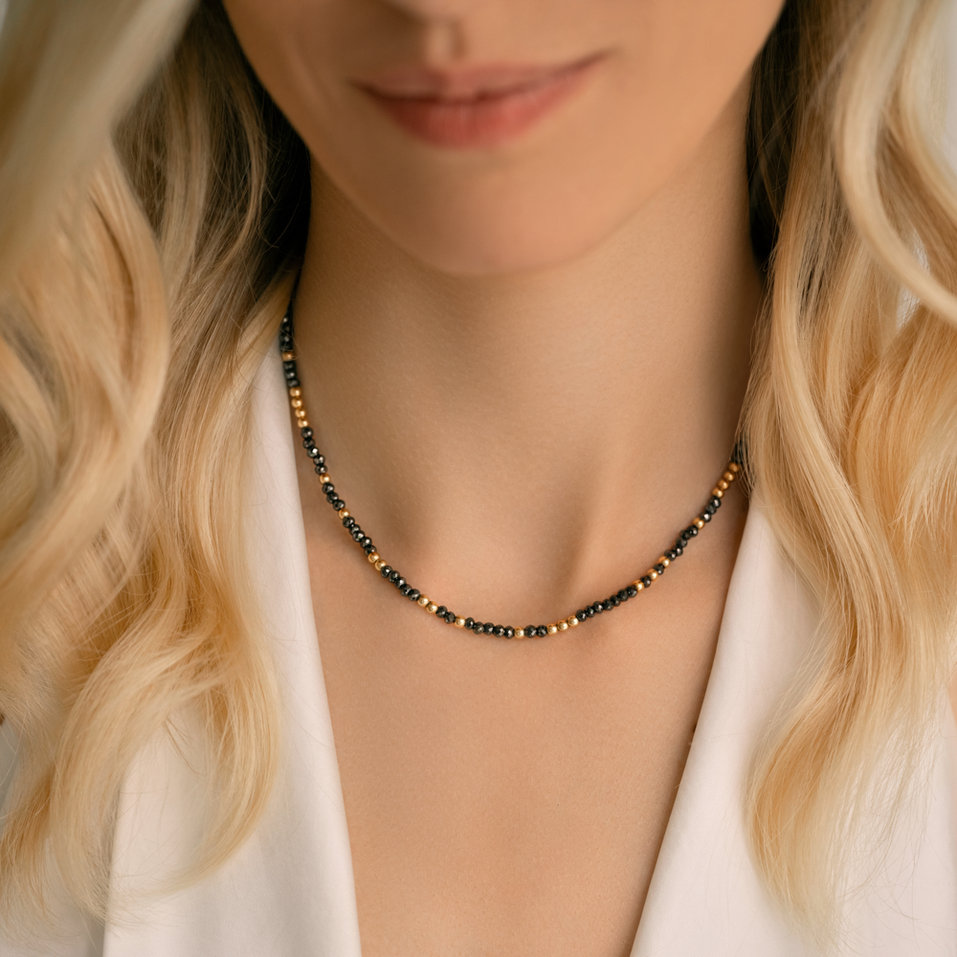 14kt ružové zlato s čiernymi diamantmi Night Chain