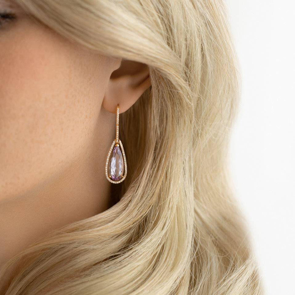 Náušnice s ametystom diamantmi Damianos