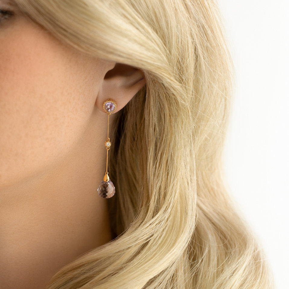 Náušnice s ametystom diamantmi Ophiuchus