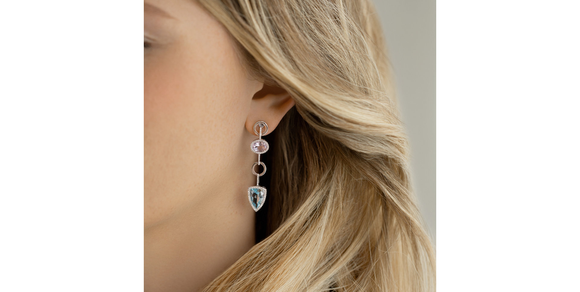 Náušnice s diamantmi, ametystom a topásom Folk Hero