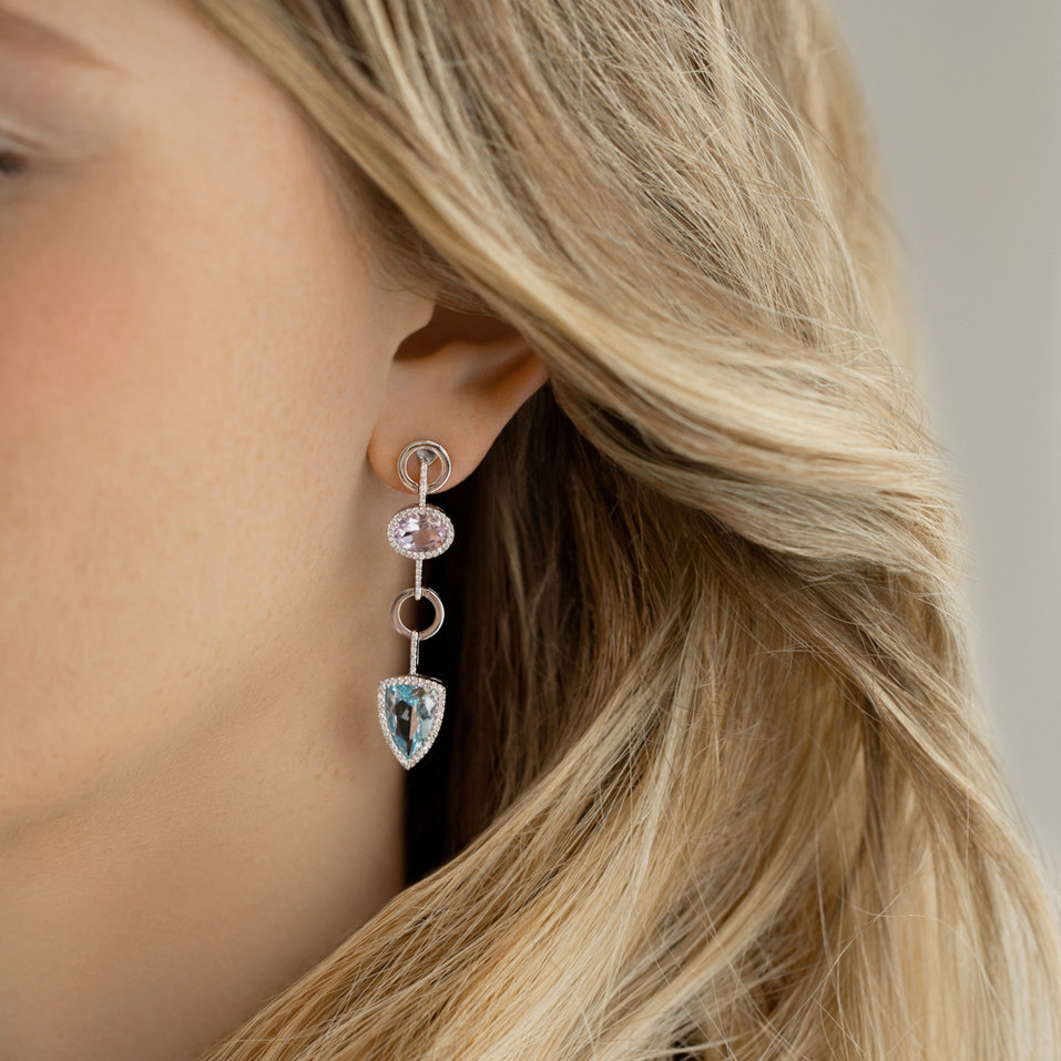 Náušnice s diamantmi, ametystom a topásom Folk Hero