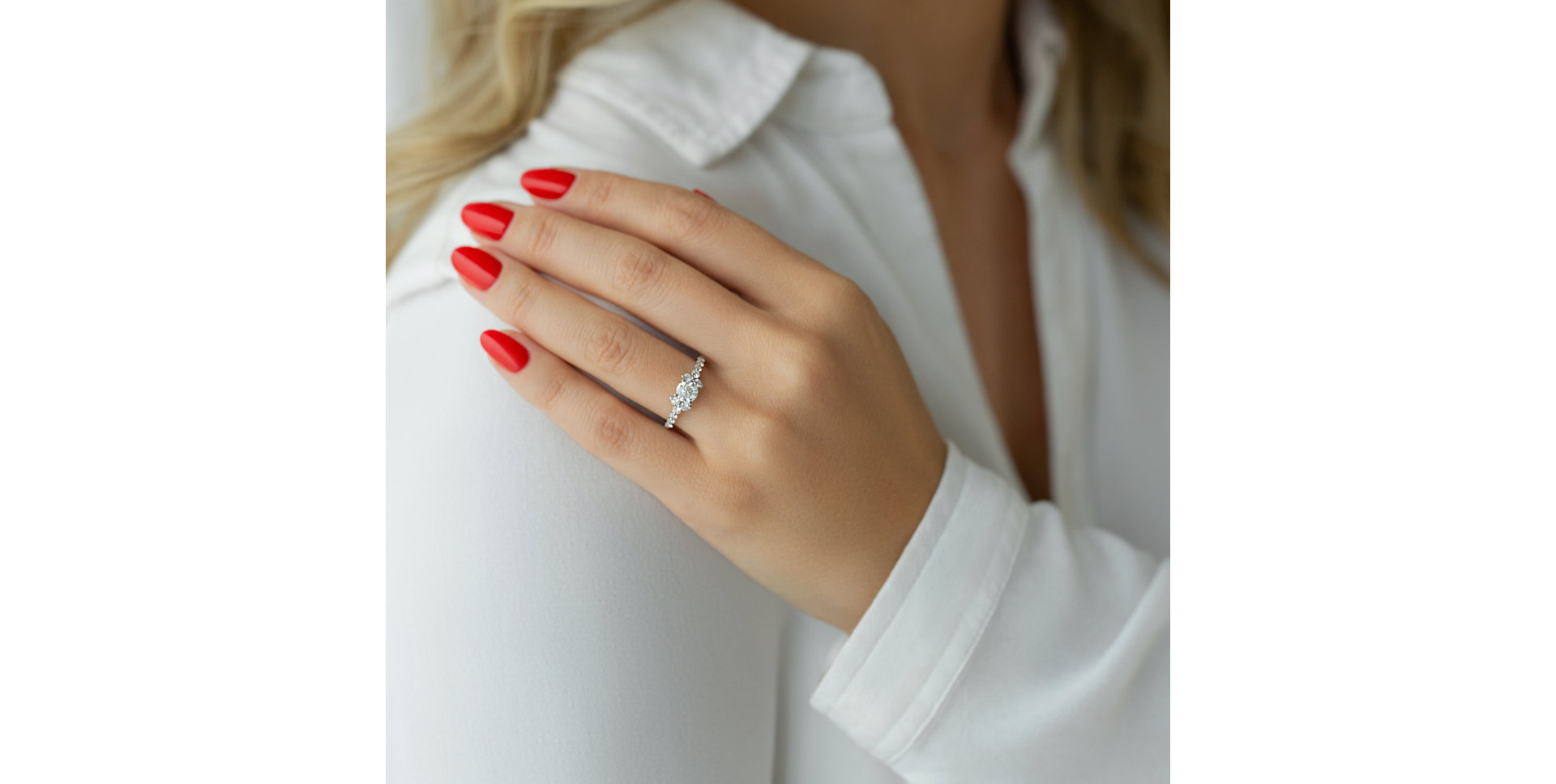 Prsteň 18kt biele zlato s diamantom Blessed Realm