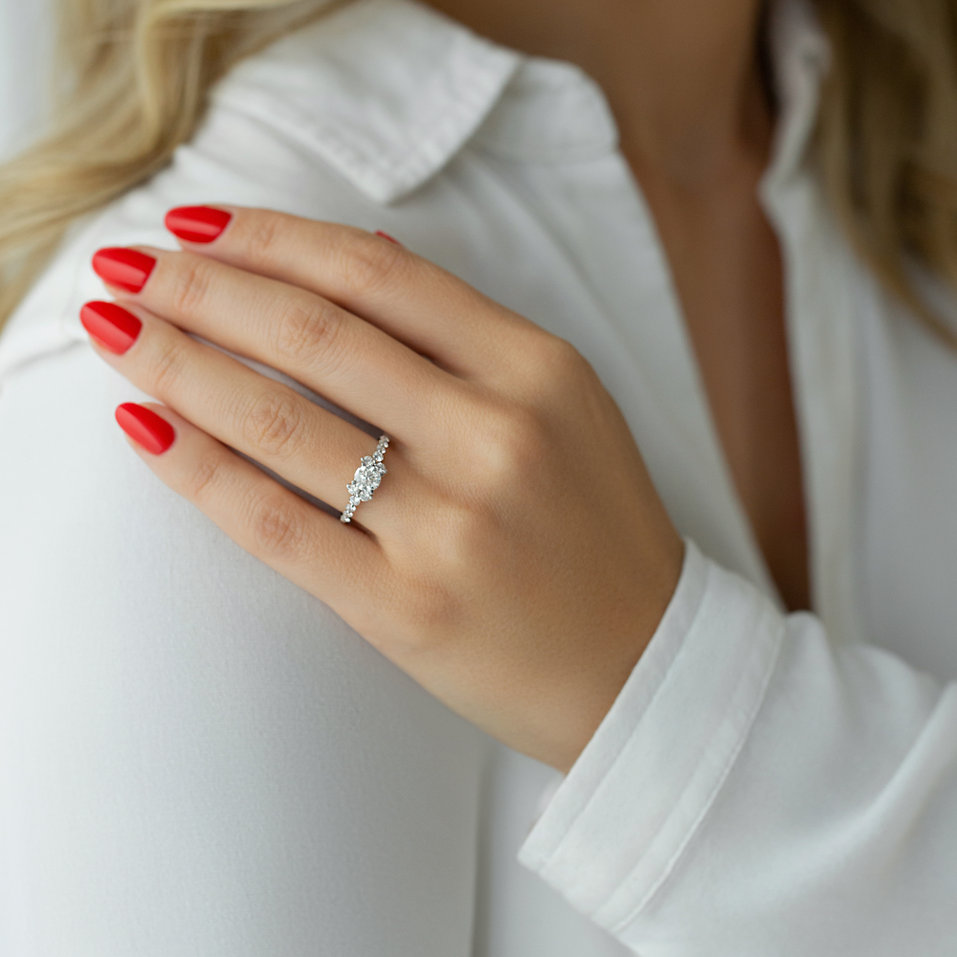 Prsteň 18kt biele zlato s diamantom Blessed Realm