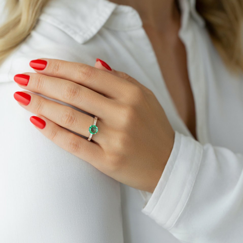 Prsteň so smaragdom a diamantmi Brave Dreams