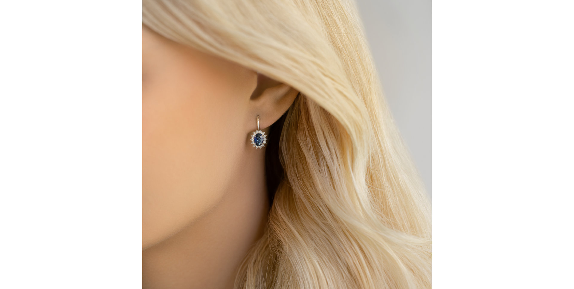 Náušnice s zafírom a diamantmi Princess Sparkle