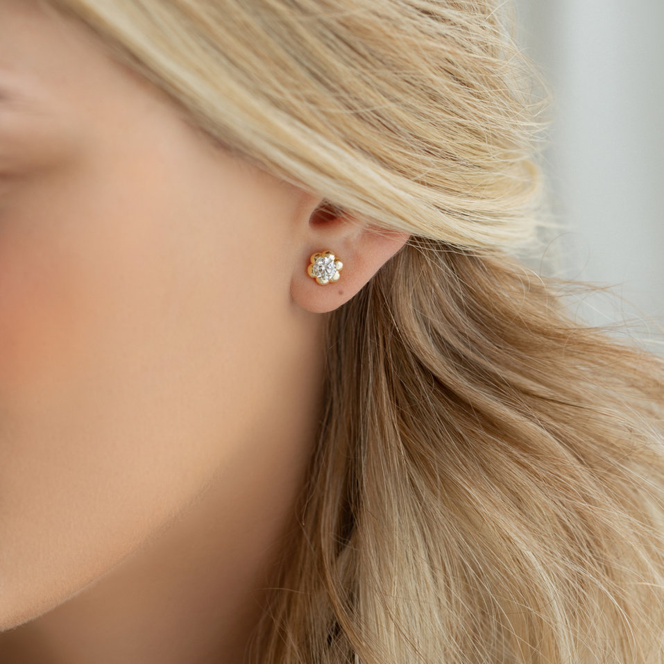 Náušnice s diamantom Blooming Love