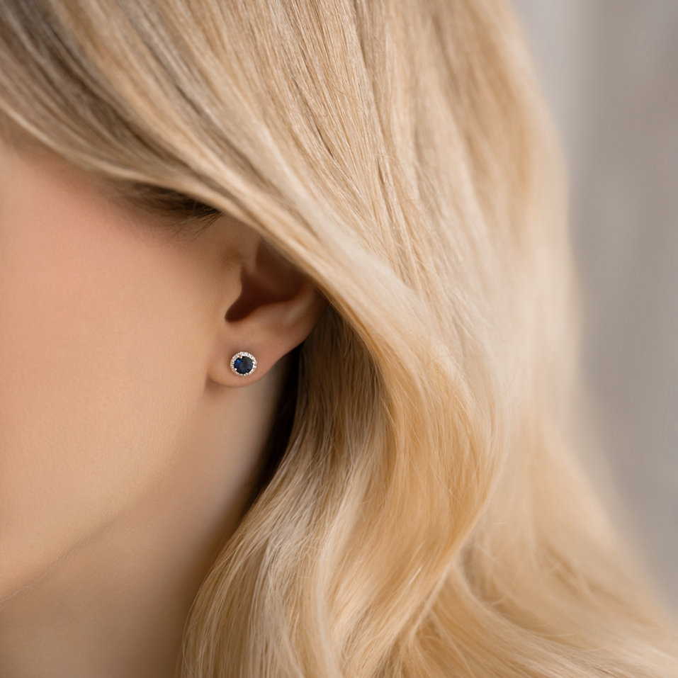 Náušnice s zafírom a diamantmi Rimmon