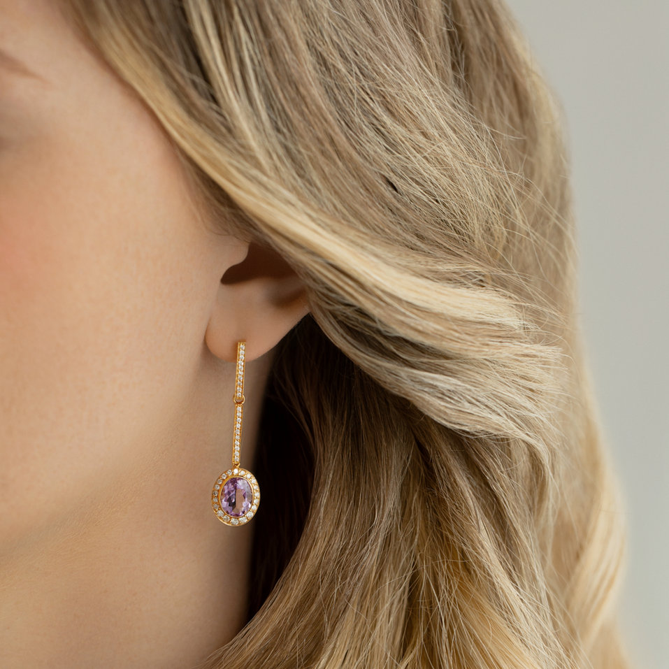 Náušnice s ametystom diamantmi Celosia